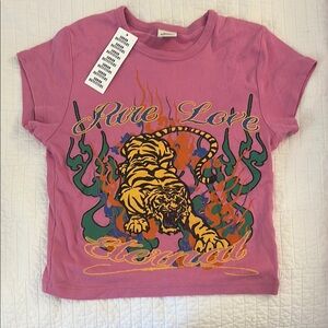 Mini Rodini Purple Tiger Graphic Tee